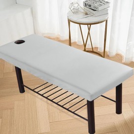 GMHLLES Massage Table Sheets Bed Cover with Face Hole,Elastic All-Round Wrap Washable Reusable for 80cm or Less Massage Bed (190 * 70cm,Grey)