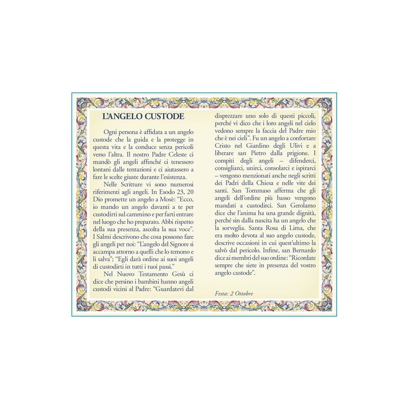 Fratelli Bonella Medal Angel Protective Cover and Card with Prayer
