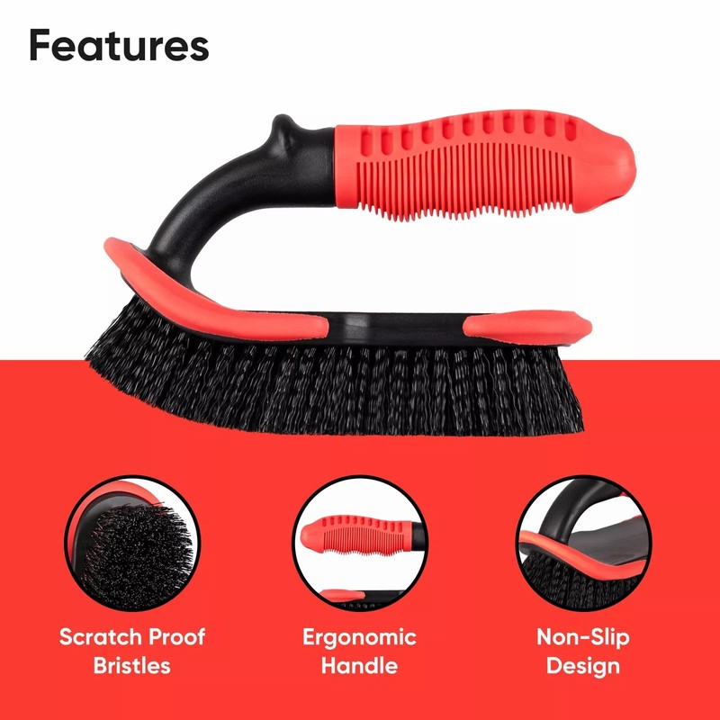 Carpet Cleaning Brush Stiff Bristle Car Carpet Brush with Ergonomic