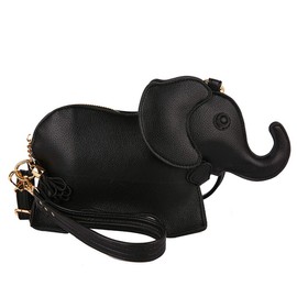MILATA Animal Elephant Shape Crossbody Bag Purse Fashion Women Pu Leather Chic Shoulder Bag Clutch for Girls (black)