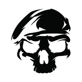 US Army Ranger Skull Sticker - Decal - Die Cut - Rangers Unit Special Forces - Black 4.57" x 5.00"