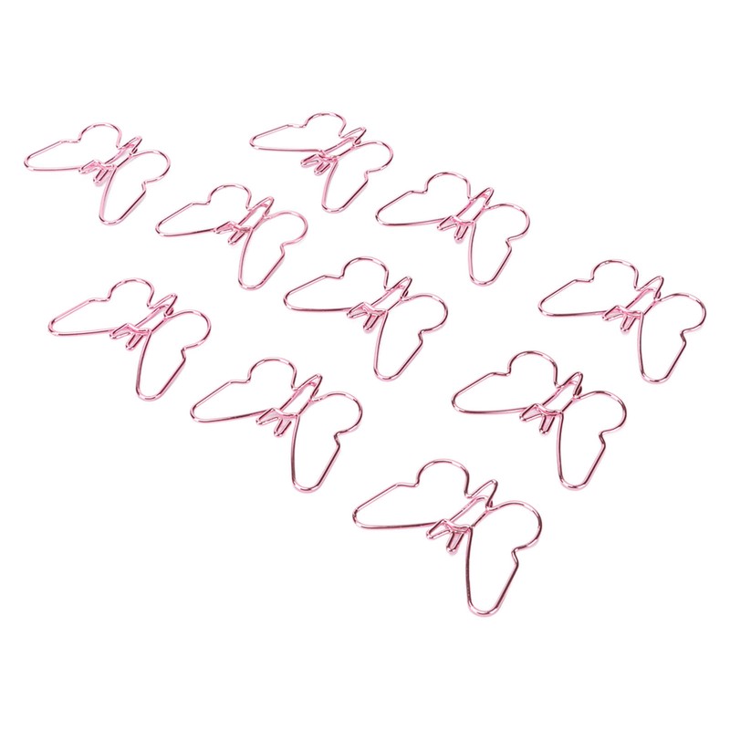 100 Pcs Shaped Paper Clips Pink Butterflies Shape Metal Cute