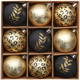 Valery Madelyn Gold and Black Christmas Bauble for Christmas tree Decorations,9pcs 6cm Golden Tropical Party Black and Gold Shatterproof Christmas Ball Ornaments Decoration for Christmas Tree Decor