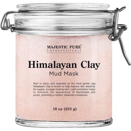 Majestic Pure Himalayan Clay Mud Mask Face and Body Exfoliation and Anti-Acne Facial Mask - Reduce the Appearance of Pores 283.5g (10oz), 1 Count, 1ml, 1g / Majestic Pure 히말라야 클레이 머드 마스크 얼굴 및 바디 각질 제거 및 얼굴 여드름 방지 마스크 - 모공 모양 감소 283.5g(10온스), 1개, 1ml, 1g