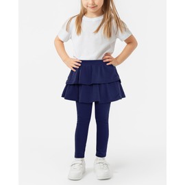Auranso Girls Leggings with Skirt Kids Clothes Ruffle Tutu Pants Navy 4-5T