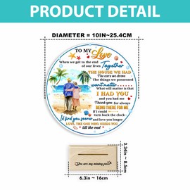 CEZII Gift for Him Her, Old Couple Round Acrylic Sign w/Stand, Beach Lovers Gift for Fiance Husband Wife, Birthday Gifts, Gift for Anniversary Wedding, Romantic Gift for Spouse Boyfriend Girlfriend