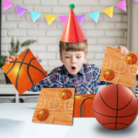 Dydamud Basketball Party Napkins 40Pcs Basketball Birthday Party Paper Napkins Sport Ball Napkins for Kids Boys Basketball Party Supplies