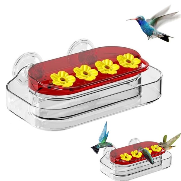 Ljxyloog Clear Hummingbird Feeder,Window Bird Feeder with Strong Suction Cups,