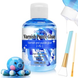 OOTDART 2-in-1 Varnish Puzzle Glue, 120ml Clear Gloss Glue for Jigsaw Puzzles, Includes Scraper & Brush, Strong Adhesion & Quick Drying for 3000/4500/5000 Pieces of Puzzle