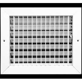 10"w X 6"h Adjustable AIR Supply Diffuser - HVAC Vent Cover Sidewall or Ceiling - Grille Register - High Airflow - White [Outer Dimensions: 11.75"w X 7.75"h]