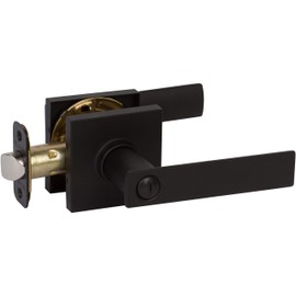 Delaney Hardware D52529 HK Privacy (Bed/Bath Function) Lever with Square Rosette Door Knobs & Lock Sets, Matte Black