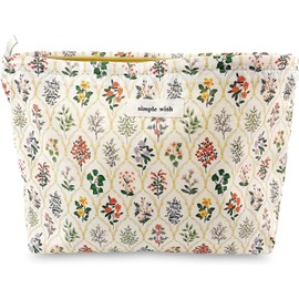 SELOVE Cosmetiquera para Maquillaje, Bolsas de Cosméticos Grande Cosmetiquera pequeña con estampado de flores, Neceser para Mujer, ideal para guardar cosméticos y joyas
