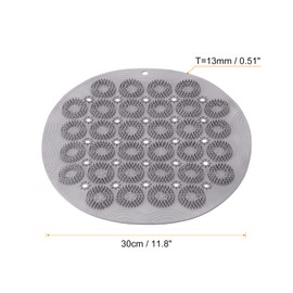 sourcing map Bath Tub Shower Mat, 11.8" x 11.8" PVC Non-Slip Round Shape Shower Mat with Drain Holes, Suction Cups for Bathroom Bathtub, Grey