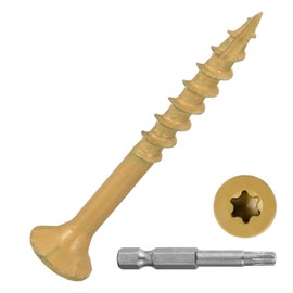 DTGN #8x1-5/8 Deck Screws - 50Pack - Good for Decks, Fences, Frames, Farms, Outdoor Furniture - Carbon Steel Wood Screws Epoxy Coated W/ T25 Torx Star Drive Bit - Tan