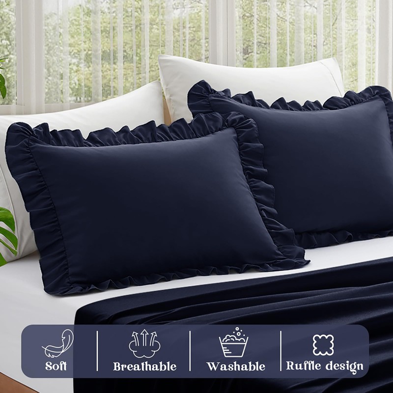 KKJIAF Ruffle Pillow Cases Queen Size Set of 2, Ruffled