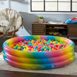 Intex 58449EP Rainbow Ombre 3 Ring Circular Inflatable Outdoor Swimming Pool with for Kids Ages 2 Years or Older with Repair Patch