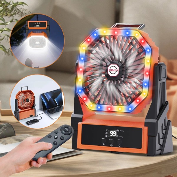 Unbranded 30000mAh Portable Camping Fan Battery Powered Tent Lantern Fan