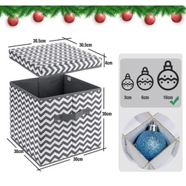 Anstore Christmas Ball Storage Container, 3 Layer Christmas Containers with Lids, 12x12x12’’ Ornament Storage Box, Christmas Organizers and Storage for Christmas Ornament Storage-Tear Proof Non-woven