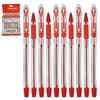 Gripper Ballpoint Pens, RED, Fine Point (0.5mm), Pack of 10,