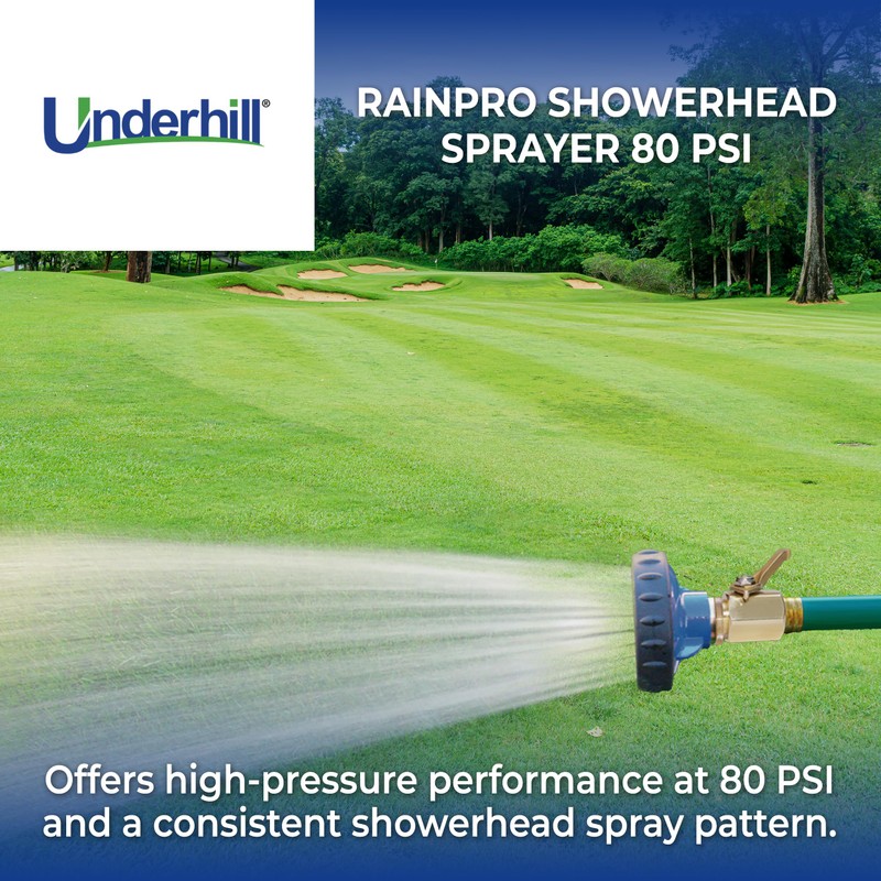 Underhill RainPro Showerhead Garden Water Hose Nozzle Sprayer, 40 GPM