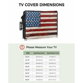 Rullikatlyi Farmhouse American Flag Outdoor TV Cover 40 to 43 Inch Weatherproof, Blue Red Waterproof Outdoor TV Enclosure, USA Flag Vintage Outside TV Covers Screen TV Display Protectors with Pocket