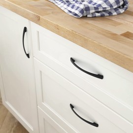 FURNIWARE Pack of 10 Handles, 128 mm Hole Spacing, Furniture Handles, Cabinet Handles, Kitchen Handles, Furniture Drawer Handles, Furniture Handles, Drawer Handles, Matt Black