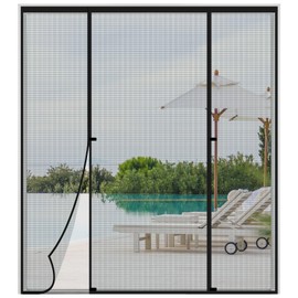 Double Opeing Magentic Screen Door for Sliding French Door, Fit Door Size 70 x 80, Large Self Sealing Screen Door Mesh for Pet Kid, Removable Mesh Net Walk Through, Keep Fly Out, Gray
