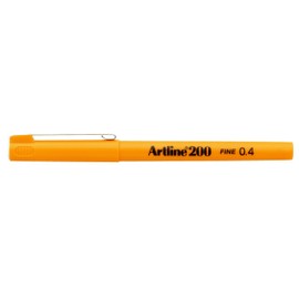 Artline 200 0.4mm Bullet Tip Fineliner - Yellow [Pack of 12]