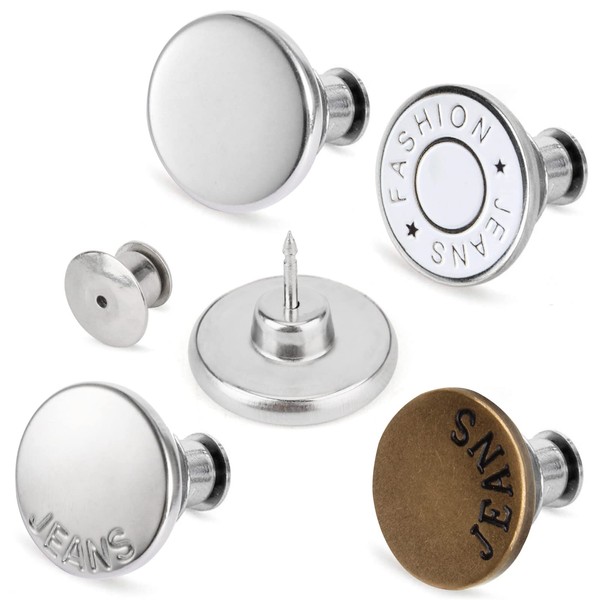 TOOVREN Upgraded 8 Sets Button Pins for Jeans Pants, No
