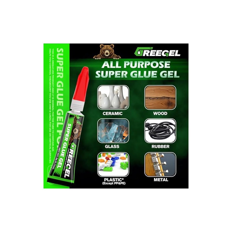 Super Glue Gel, cianoacrilato instantáneo (CA), pegamento de un solo