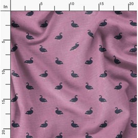 Soimoi Purple Cotton Duck Fabric Black Duck Bird Print Fabric BTY 42 Inch Wide