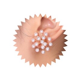 Aneneiceera Vintage Exaggerated Pearl Stud Earrings Gold Large Pearl Earrings Cluster Pearl Flower Earrings Multiple Pearl Earrings Jewellery for Women and Girls, Zinc