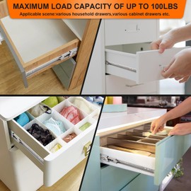 18 inch Drawer Slides 4 Pairs (8pcs) Soft Self Close 3 fold Full Extension Ball Bearing Drawer Slides Side Mount Drawer Slides 100 LB Capacity Drawer Slide 18" Silver