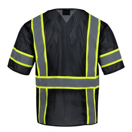 Sicalobo High Visibility Vest with Pockets Zipper for Men,Construction Vest with Reflective Strips,Hi Vis ANSI Class 2