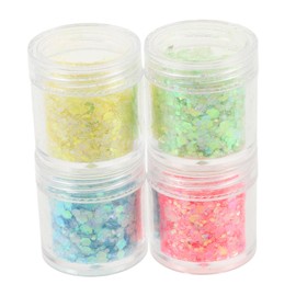 NUOBESTY Nail Shimmer Powder Luminous Glitter Sequins 4 Bottles Nail Glitters DIY Manicure Decor