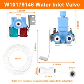 Showingo W10179146 WPW10179146 IMV708 W10408179 4389177 Refrigerator Water Inlet Valve Kit Replacement for Whirlpool Refrigerator Replace W10408179VP W1044578 W10155357, 2186486, 2205762, 2304757
