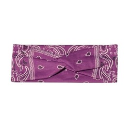 Purple Paisley Twisted Knot Cotton Wide Stretch Headband