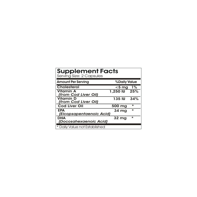 Norwegian Cod Liver Oil Concentrate 500mg // 200 Capsules //