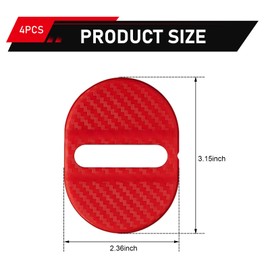 Dogary 4 PCS Car Door Lock Latche Covers, Carbon Fiber Shock Absorption Door Lock Protective Cover, Rust-proof Noise Reduction Latch Protector, Universal Thickened Trim Decoration Accessory (Red)