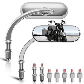 Oval Shape Motorcycle Mirrors for Handlebars - Universal Mini Sportster Mirrors for 1982-2025 Harley CVO Dyna Street Glide Electra Glide Road Glide Road King Softail Sportster 1200 883