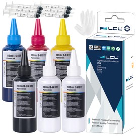 LCL Premium DTF Ink 600ML-DTF Transfer Ink for PET Film Refill for DTF Printers ET-8550 XP-15000 L1800 L805 R1390 R2400 Heat Transfer Printing Direct to Film (100ml x 6, CMYK 2Wh)