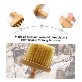 WOONEKY 1Pc Wood Handle Hair Cutting Brush Multi Functional Neck Duster for Hair Clean Up Durable Hairdressing Tool for Salon Home Use Lightweight Hair Brush for Easy