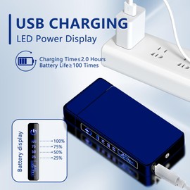 COMANYI Electric Lighter USB Rechargeable Dual Arc Lighter with Smart Touch Screen Windproof Plasma Lighter for Candle Cool Lighter with LED Battery Indicator Premium Gift for Men Women (Blue)