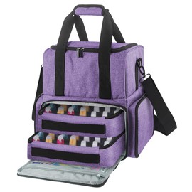 HarvMax HarvMax Nail Polish Organizer Case with 2 Removable Pouches, Nail Polish Carrying Case, Holds 70 Bottles, Nail Tech Bag for Nail Polish, Lamps, Tools, Travel-Friendly, Purple