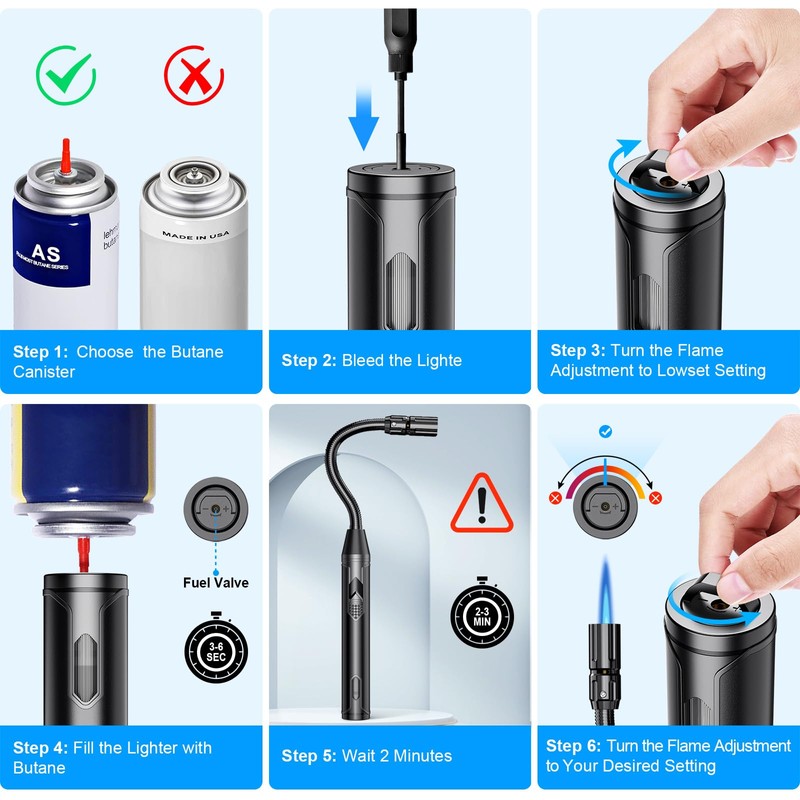 TOPKAY Torch Lighter Refillable Butane Lighter Long Flexible Neck Multipurpose