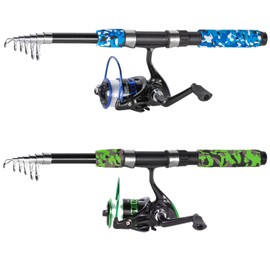 Tripquips Telescopic Fishing Rods Set, 6.9ft Composite Blank Fishing Pole, Portable Spinning Rod and Reel Combo with Accessories Carrier Bag Fishing Rod and Reel Combos Fishing Gear(2 Packs Combo)