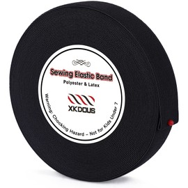 XKDOUS Elastic Band for Sewing, 1 Inch 14 Yards Elastic Bands for Sewing Waistband and Pants Waist, Black Knit Elastic Band for Wig, High Elasticity