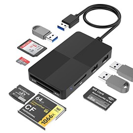 Memory Stick Pro Duo - Adaptador USB C + USB 3.0 lector de tarjetas múltiples para MS/SD/TF/XD/CF/, lector de tarjetas de memoria 8 en 1 (USB A)