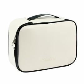 lllyan Travel Makeup Bag for Women, Large Capacity Cosmetic Organizer with Compartments - Waterproof Toiletry Pouch for Travel, Bath, Daily Use - Holds Toiletries, Skincare, Brushes(Black and white)