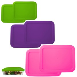 3, 6 & 11 Cup Spring Green, Purple, Pink Replacement Lids/Covers for Pyrex, Anchor Hocking & KlareWare Storage Bowls *Lids Only Glass Container Not Included* (6 Pack *Two of Each Size*)